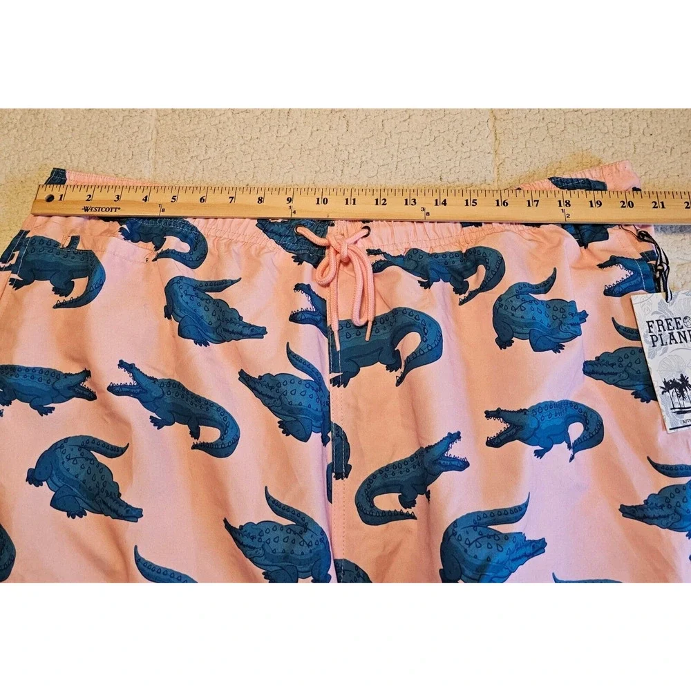 NWT Free Planet Mens SZ 4X Swim Trunks Pink with Alligators $56